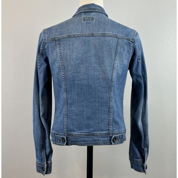 Merona Womens Blue Denim Jean Jacket Button Up Collared Casual 4 Pockets Size XS - Picture 3 of 13